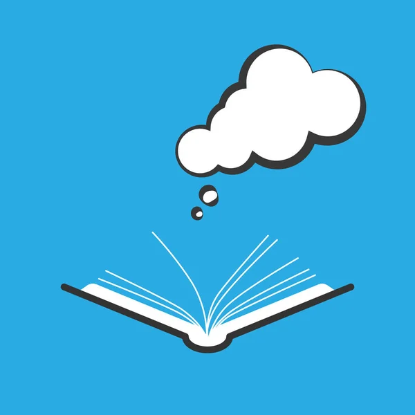 Open Book Dialog Speech Bubble Isolated Blue Background Vector Modern — Stockvector