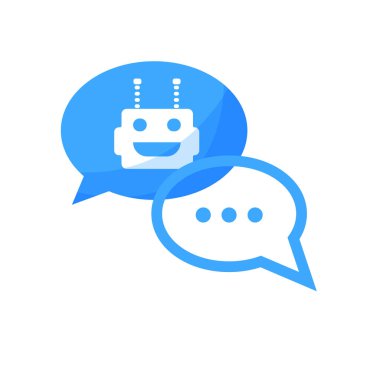 Chatbot konsepti. Düz dizayn Avatar Robotu. Robot ve insanla sohbet et. Vektör çizimi. İzole edilmiş.
