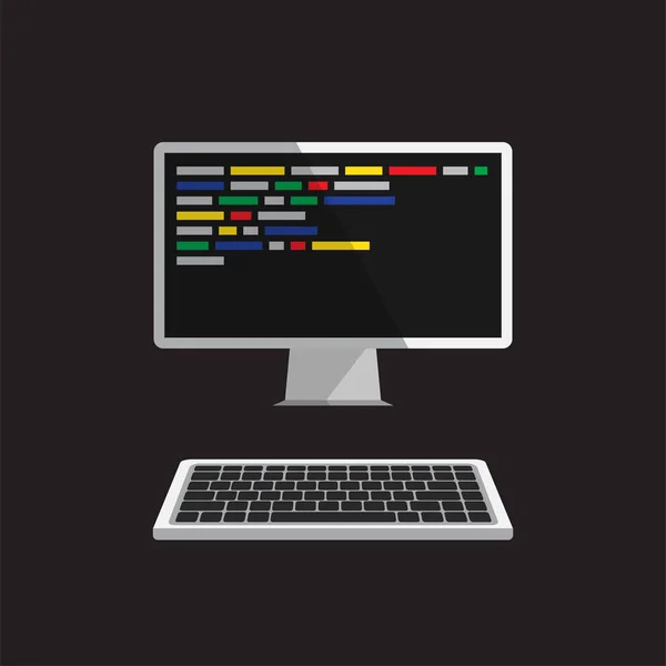 Escrevendo Código Uma Tela Monitor Desenvolvedor Web Design Programação Conceito —  Vetores de Stock