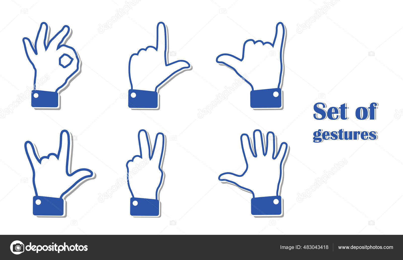 동작들을 줍니다 손바닥 손가락으로 표시된 비언어적 이거나 수동적 의사소통 일러스트 스톡 벡터 - ©Konakhovska 483043418, image size:1600x1033