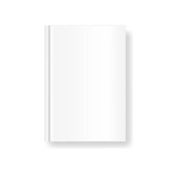 Векторный Макет Белой Пустой Обложки Книги Изолирован Белом Фоне Реалистичный — стоковый вектор