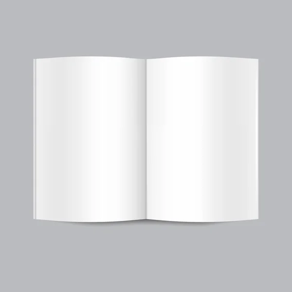Векторный Макет Открытой Белой Пустой Книги Изолированной Сером Фоне Журнал — стоковый вектор