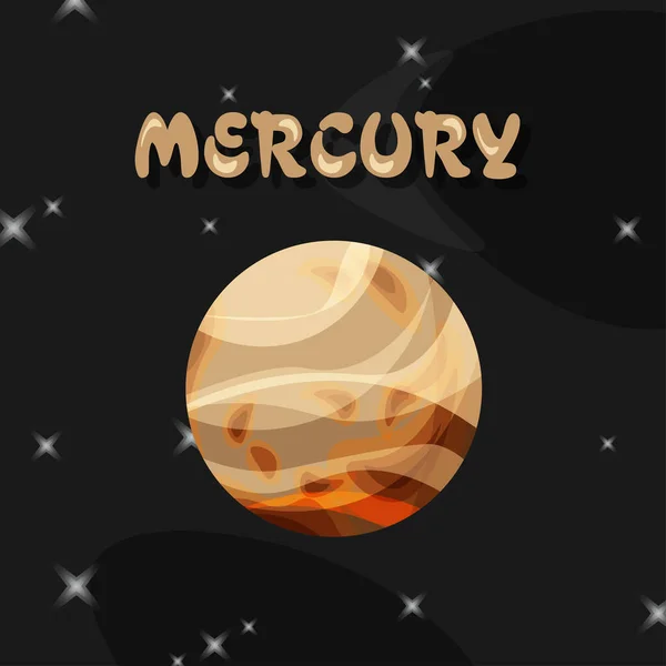 Színes Rajzfilm Bolygó Mercury Elszigetelt Űrben Háttérben Vektor Lapos Illustartion — Stock Vector
