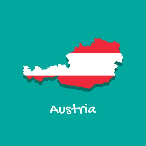 Vector Map Austria Painted Colors Flag Country Borders Shadow Isolated — Stock Vector