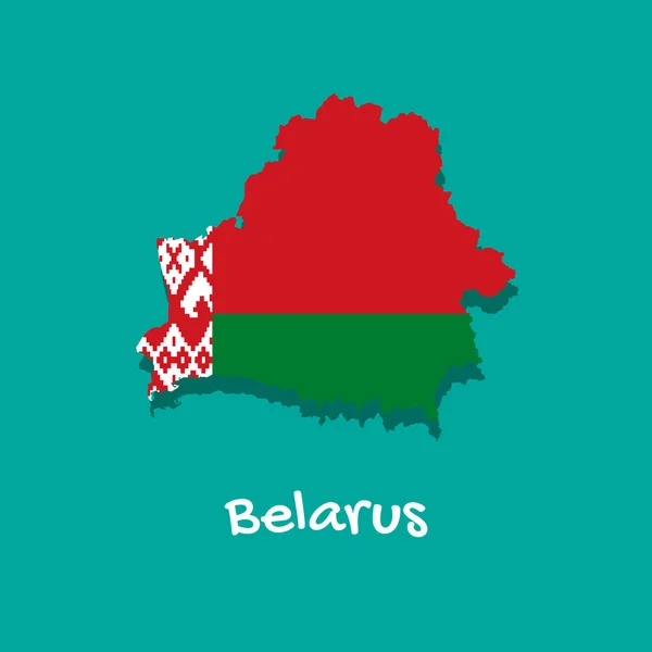 Vektorkarta Över Vitryssland Målad Flaggans Färger Landets Gränser Med Skugga — Stock vektor