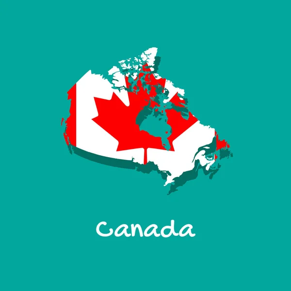 Векторная Карта Канады Окрашенная Цвета Флага Страна Граничит Тенью Изолированная — стоковый вектор