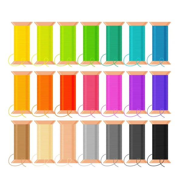 Set Van Verschillende Kleurspoelen Van Garen Voor Naaien Naaien Apparatuur — Stockvector