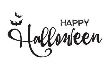 Cadılar Bayramı bayrağınız kutlu olsun. El çizimi kaligrafi ve beyaz arkaplanda izole yarasalar.