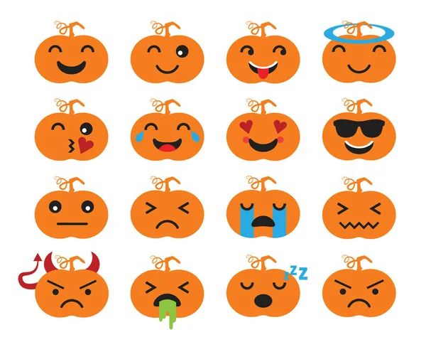 Set Von Flachen Cartoon Vektor Emojis Isoliert Auf Weißem Hintergrund — Stockvektor