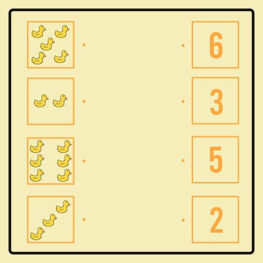 Doğru çiftleri bulmak için eğitici bulmaca oyunu bağlayıcı çizgiler oluşturuyor. Şirin Ördek Oyuncağı Simgesi. Çocuklar için beyin eğitimi programı