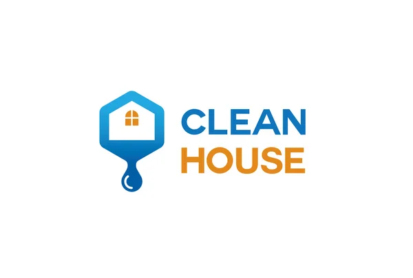 Clean House Λογότυπο Σχεδιασμό Εικονογράφηση — Διανυσματικό Αρχείο