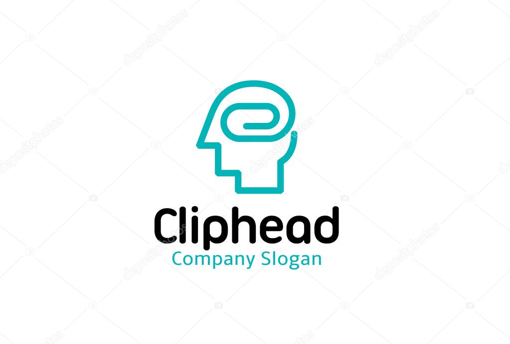 Clip Head Logo Design Illustration