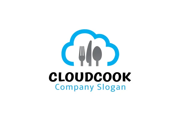 Cloud Matlagning Logo Design Illustration — Stock vektor
