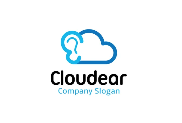 Cloud Ear Logo Design Ilustração —  Vetores de Stock