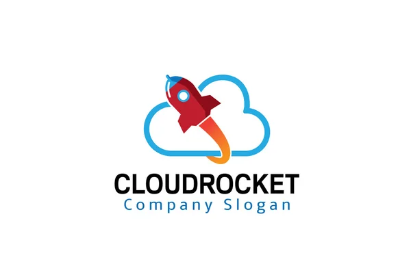 Cloud Rocket Logo Design Ilustração —  Vetores de Stock