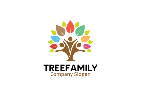 Renkli ağaç aile Logo — Stok Vektör