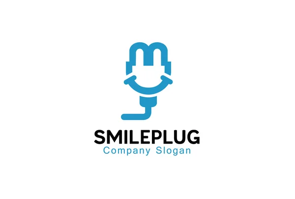 Sorriso Plug Logo — Vetor de Stock