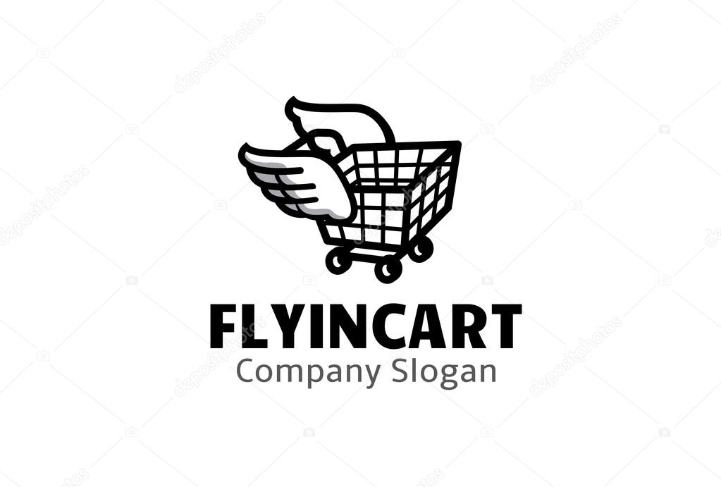 Flying Cart Logo Design Illustration