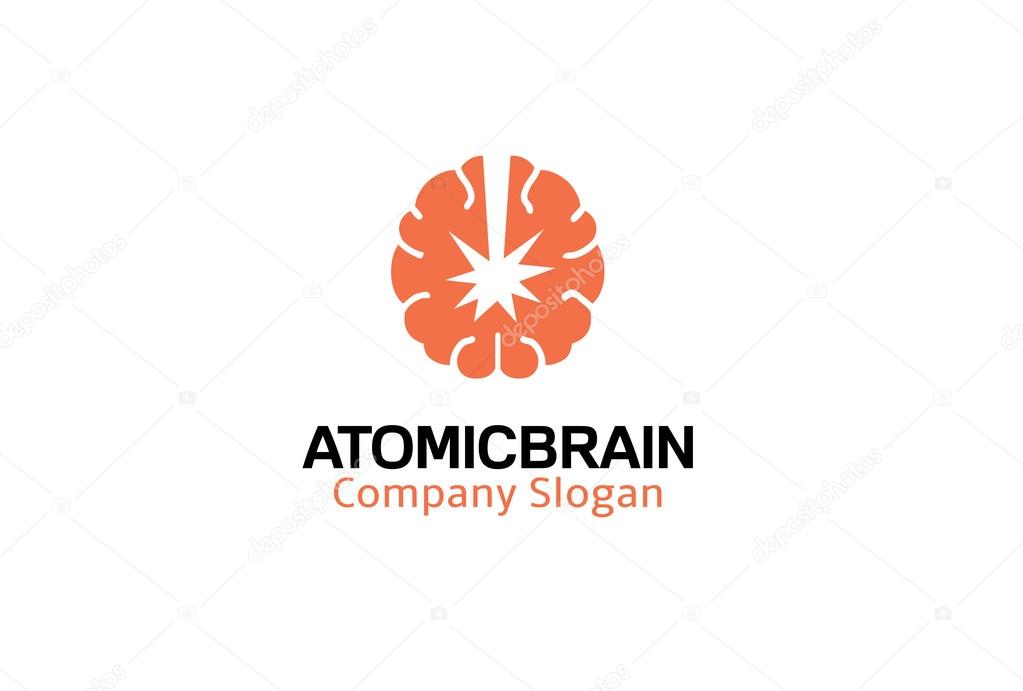Atomic Brain Logo Design Illustration
