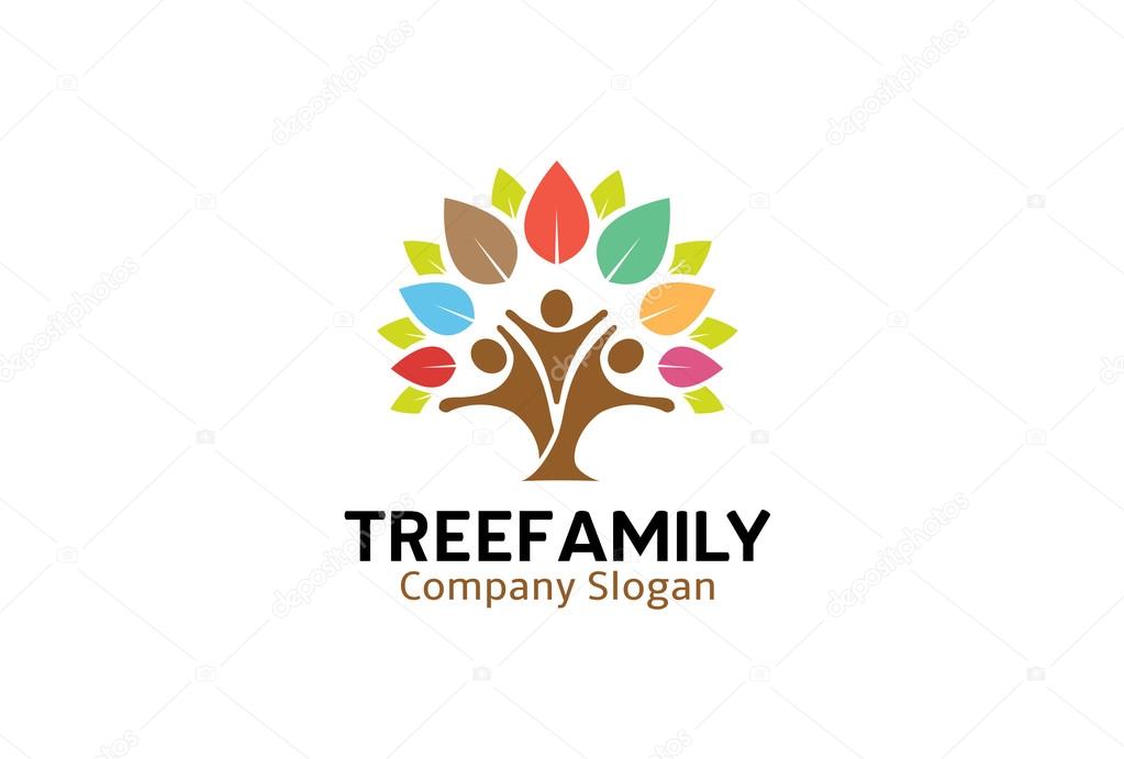 Colorful Tree Family Logo  Design Illustration