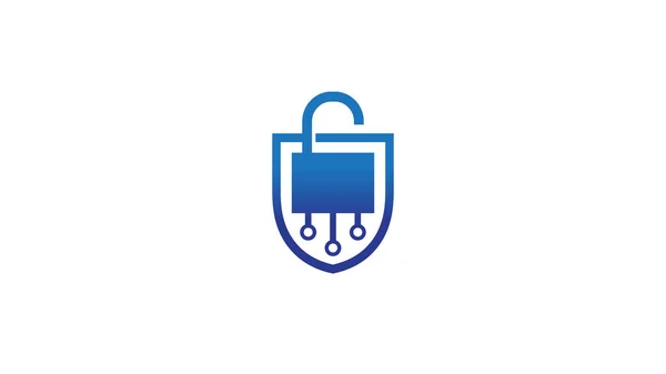 Kreatives Shield Lock Tech Logo — Stockvektor