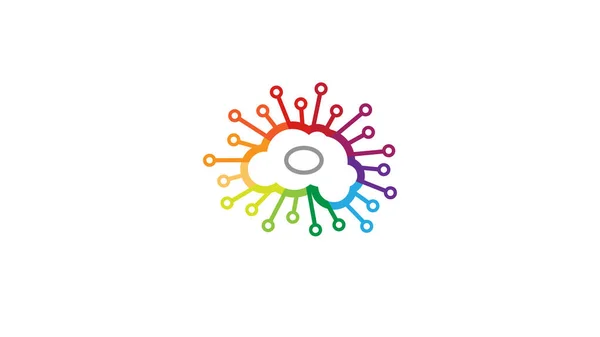 Criativa Colorido Cérebro Tecnologia Logotipo Vetor — Vetor de Stock
