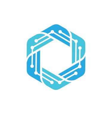 Altıgen Şekil ve Teknoloji Kabloları Logo Vektör Sembolü