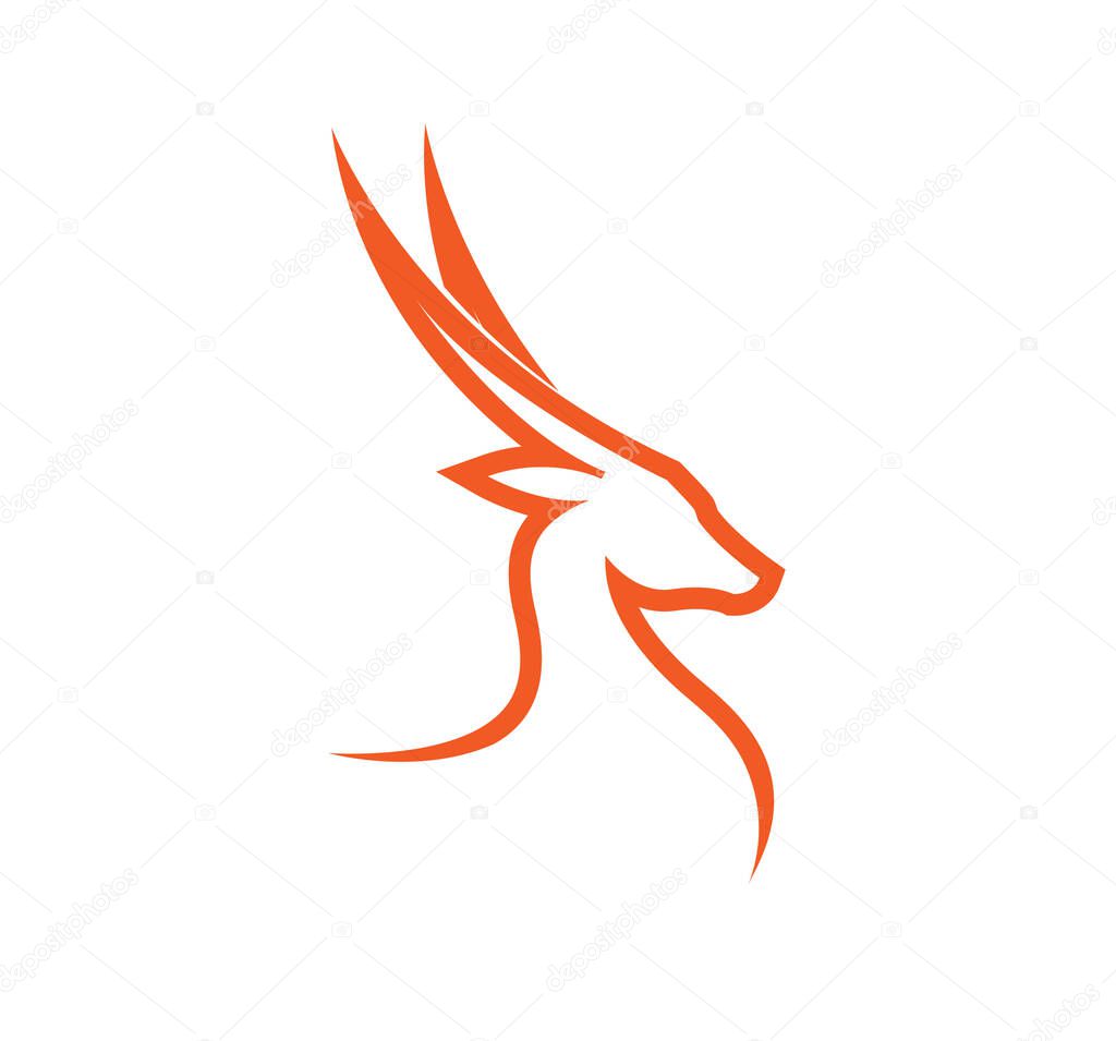 Creative Gazelle Head Lines Logo Vector Symbol Design Illustration