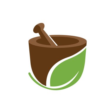 Bitkisel yapraklı kase doğal tıp logo ikonu sembolü