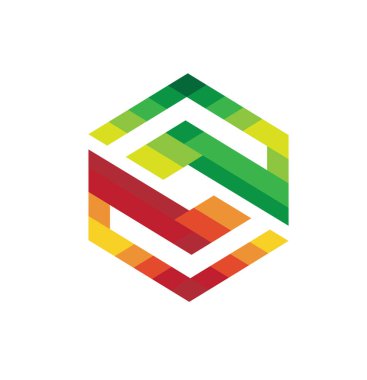 Renkli Altıgen S Logo Tasarım Vektörü Sembolü