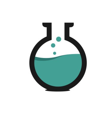 Kimya laboratuarı logo vektör sembolü çizimi