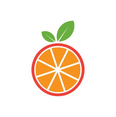 Portakal Dilimi Logosu Taze Meyve Vektörü Sembol Tasarımı Çizimi