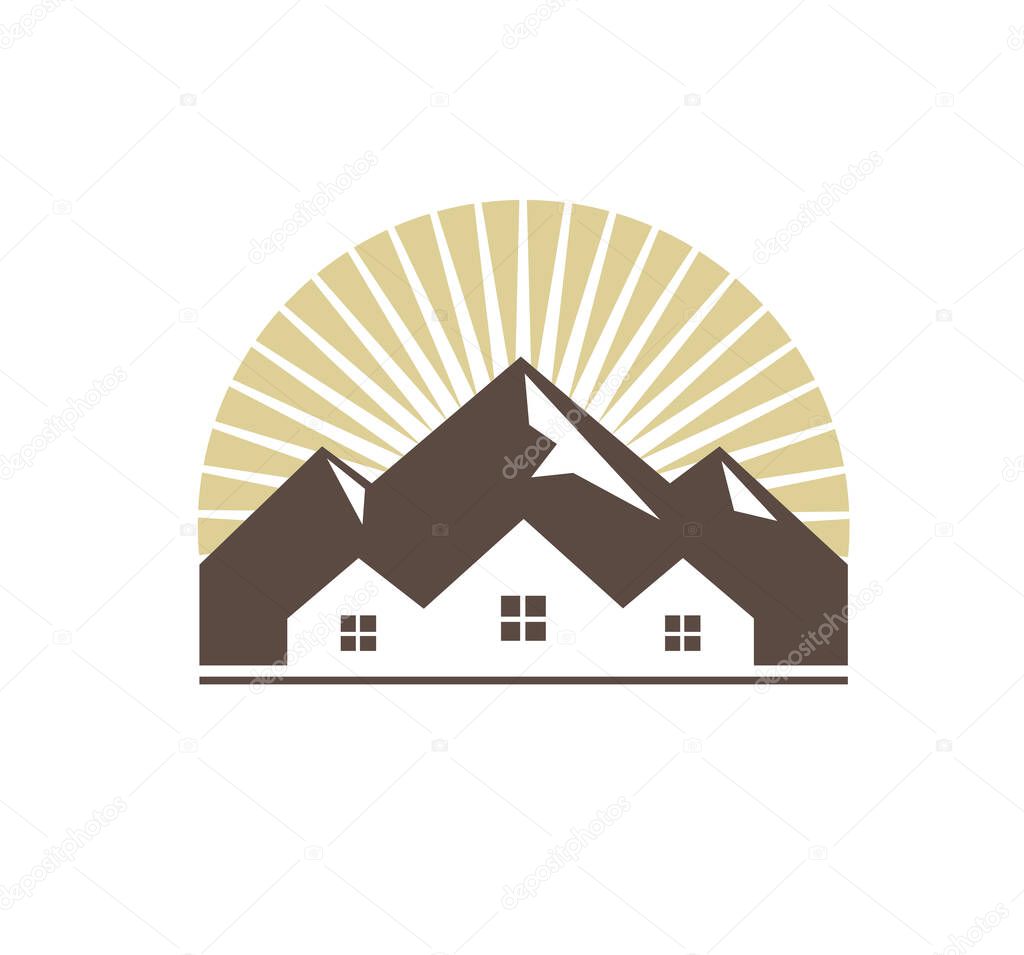 Creative Home Building And Mountain Logo Vector Design Symbol Illustration