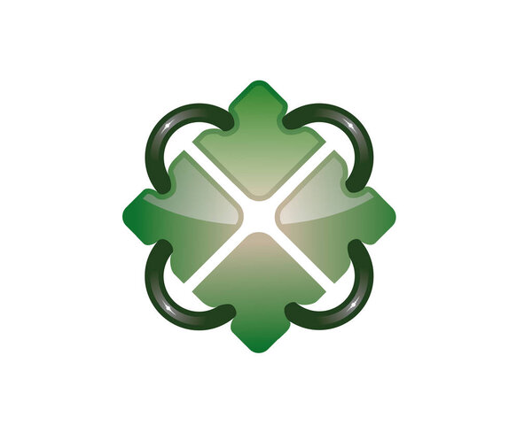 Абстрактная зеленая четверка и железный забор