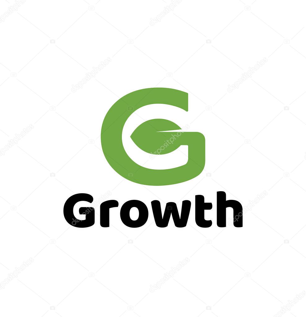 Letter G with Leaf Logo Vector Symbol Icon Design Illustration