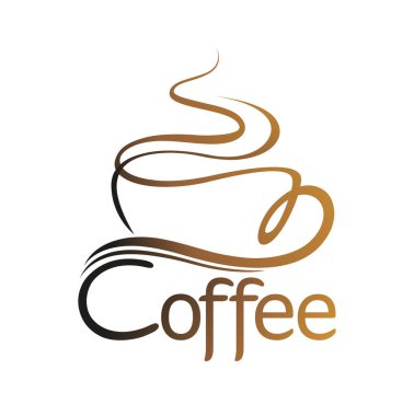 Kahve kupası logosu Typography Lines Style Vector Eşsiz Vintage Cup Illustration Symbol Design Poster
