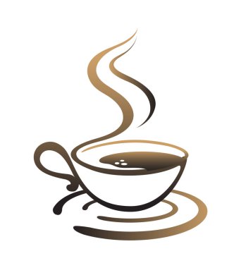 Creative Coffee Mug Logo Art Lines Style Vector Eşsiz Vintage Cup Illustration Symbol Design Poster