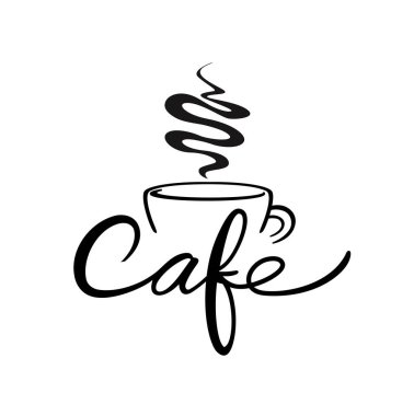 Coffee Mug Logo Sanat Çizgileri Stil Vektör Eşsiz Vintage Kupa İllüstrasyon Sembol Tasarım Posteri