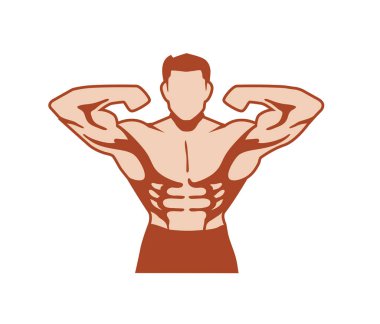 Vücut Geliştirici Logo Sandık Adamı Vektör Fitness Sembol Tasarımı Simgesi İllüstrasyonu