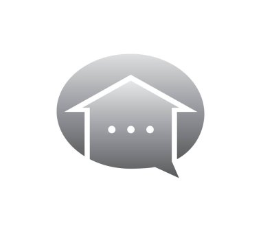 Yaratıcı Sohbet Kabarcık Evi Çatı Logosu Vektör Sembol Tasarımı