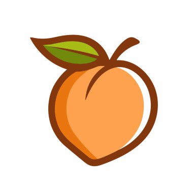 Organik Marka Kimlik Tasarımı Sembol İllüstrasyonu için Taze Şeftali Meyvesi Logo Vektörü