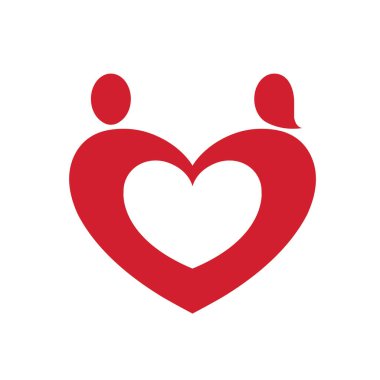 Yaratıcı iki aşık kalp şeklinde logo benzersiz çift sembolü ve negatif uzay vektör tasarımı sembolü ile aşk