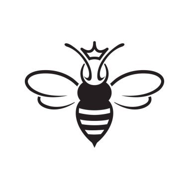 Taç vektör tasarım ikonu olan yaratıcı arı kraliçe logo arısı