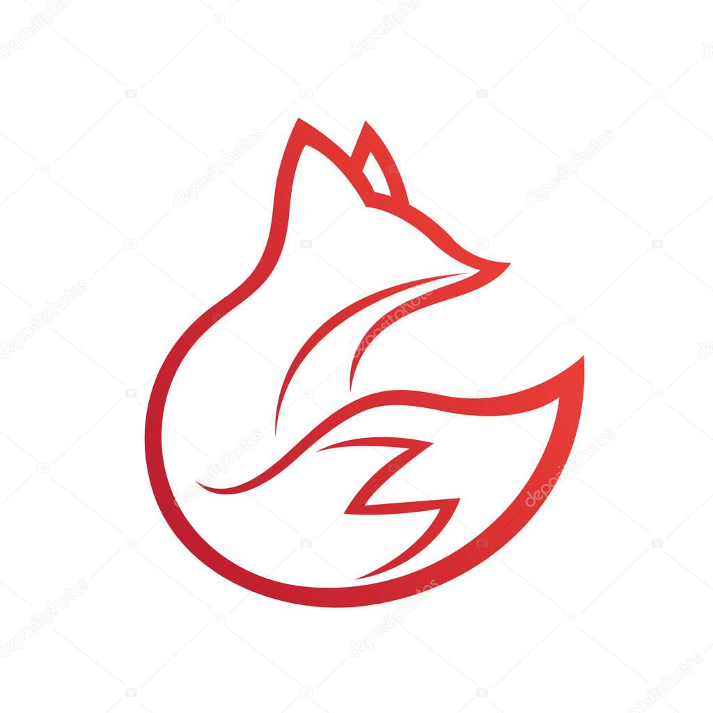 Minimal fox silhouette logo vector symbol design icon