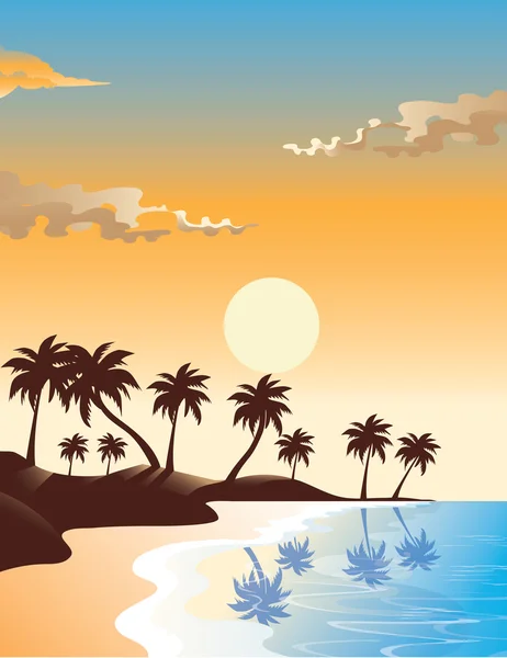 Sunrise Beach ilustração — Vetor de Stock
