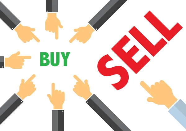Comprare, vendere - comprare concetto di vendita illustrazione — Vettoriale Stock