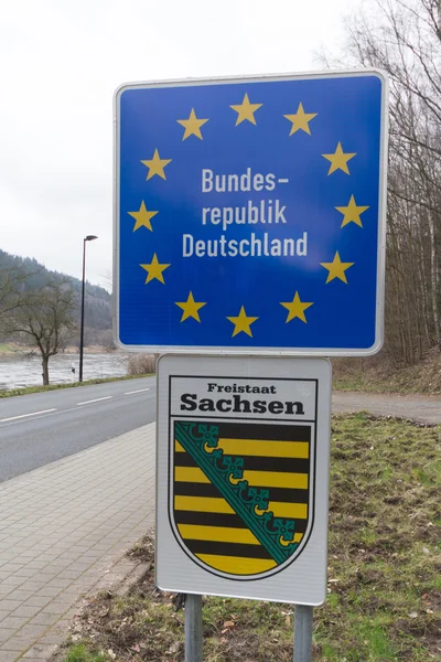 Značení německé hranice, do Německa dopravní značka — Stock fotografie