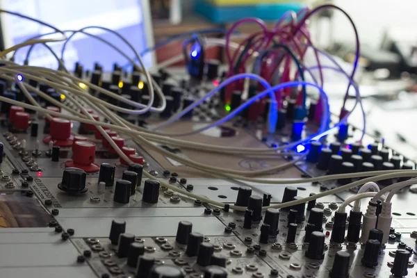 Modular synthesizer, analogue synth closeup — Stock Photo, Image