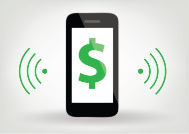akıllı telefon / dolar işareti, kablosuz symb ile hareket eden telefon simgesi