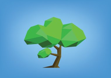 Tek ağaç illüstrasyon düşük Poli stili 